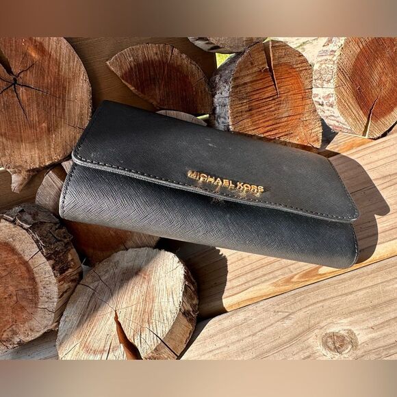 Michael Kors Jet Set Large Wallet Saffiano Leather Black - Picture 6 of 7